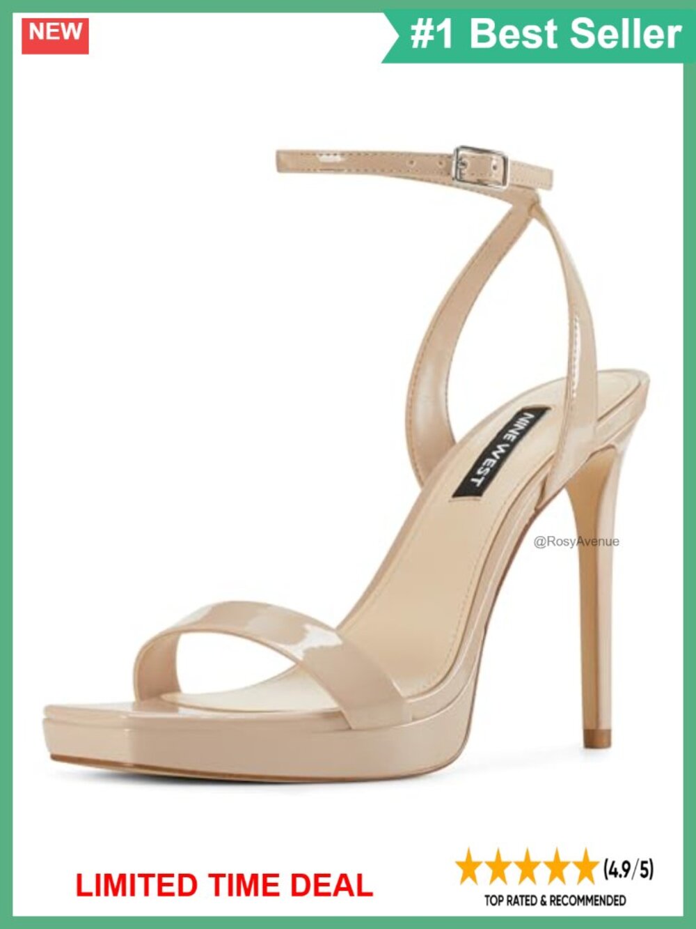 Nine West Zadie High Stiletto Heeled Sandals Platform Open Toe Ankle Strap